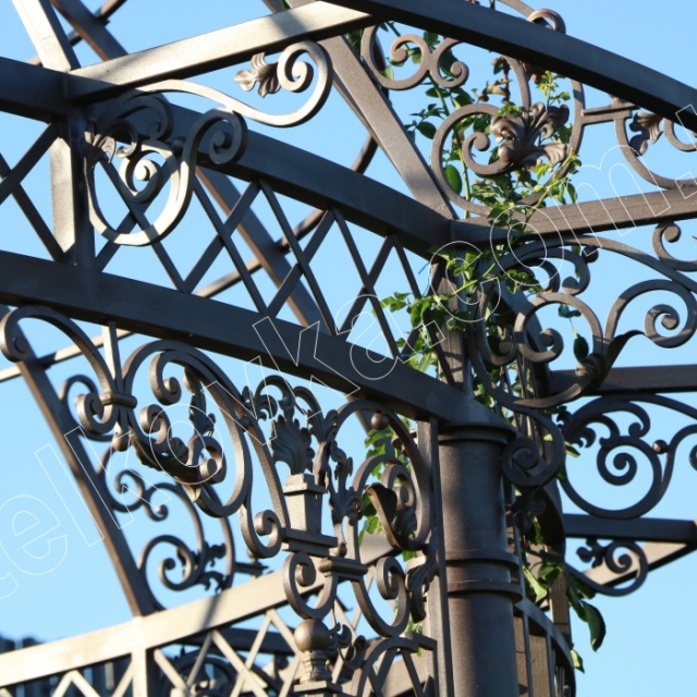 Roof of a wrought-iron gazebo