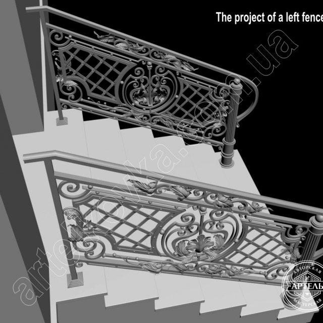 3d model of stair railings
